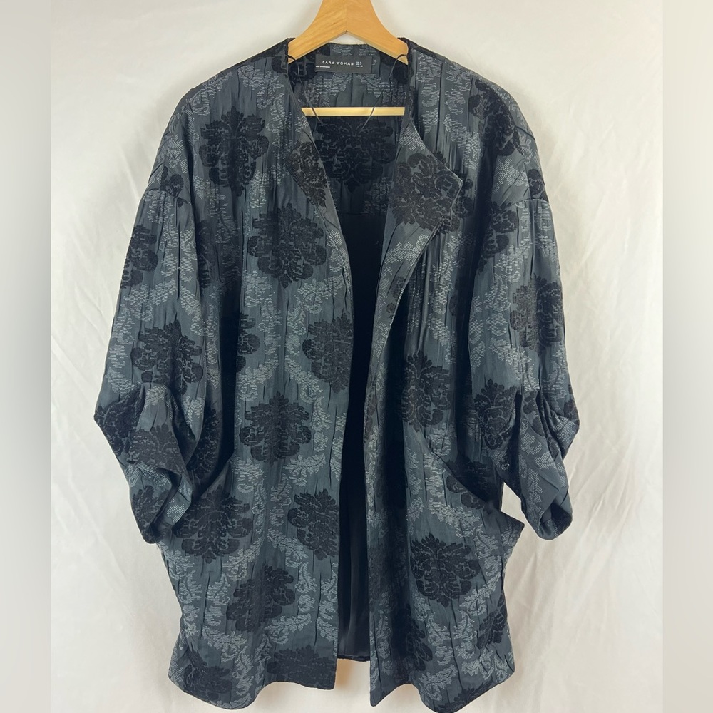 Zara velvet floral, appliqué blazer. Size M